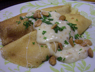 CANELONES RELLENO CON POLLO Y MANI