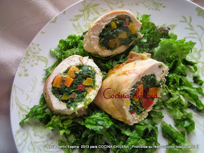 PECHUGA DE POLLO RELLENA (cocina bajas calorías )