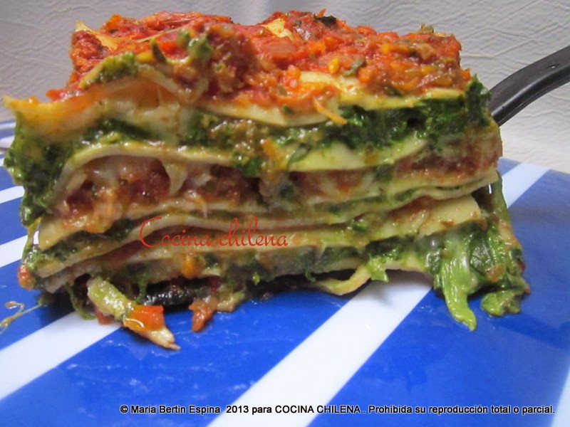 LASAÑA RELLENA DE ESPINACAS Y TOMATES